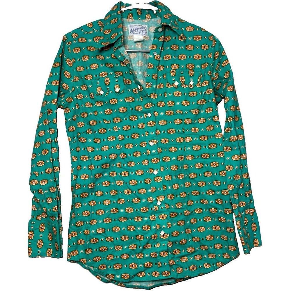 Vintage Rockmount Ranch Wear Western Pearl Snap Shirt Womens M Aztec Cowgirl